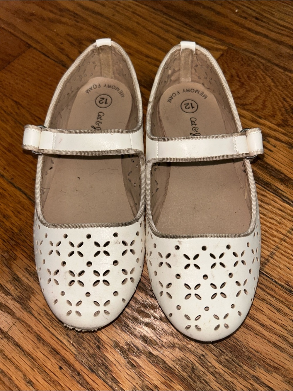 Cat & Jack White Girls' Perforated Mary Jane Shoes